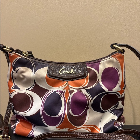Coach Signature Op Art Crossbody Bag – Multicolor Satin - Picture 1 of 8